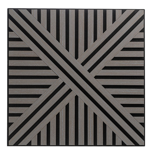 Set 5 Panouri riflaje acustice decorative, MDF si pasla, Naimeed D6765, 60x60x1.8cm, Gri