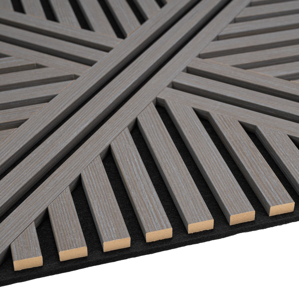 Set 5 Panouri riflaje acustice decorative, MDF si pasla, Naimeed D6765, 60x60x1.8cm, Gri