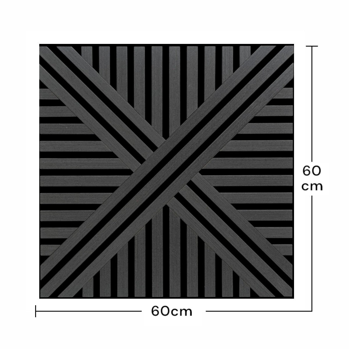 Set 5 Panouri riflaje acustice decorative, MDF si pasla, Naimeed D6766, 60x60x1.8cm, Negru