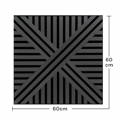 Set 5 Panouri riflaje acustice decorative, MDF si pasla, Naimeed D6766, 60x60x1.8cm, Negru