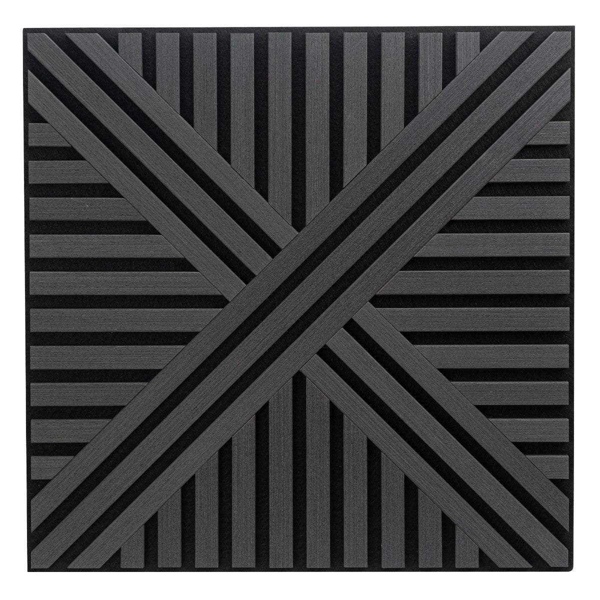 Set 5 Panouri riflaje acustice decorative, MDF si pasla, Naimeed D6766, 60x60x1.8cm, Negru
