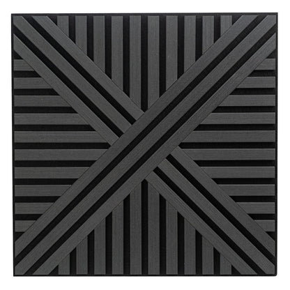 Set 5 Panouri riflaje acustice decorative, MDF si pasla, Naimeed D6766, 60x60x1.8cm, Negru