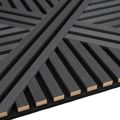 Set 5 Panouri riflaje acustice decorative, MDF si pasla, Naimeed D6766, 60x60x1.8cm, Negru