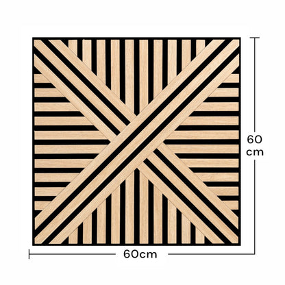 Set 5 Panouri riflaje acustice decorative, MDF si pasla, Naimeed D6767, 60x60x1.8cm, Stejar