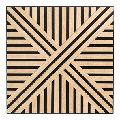 Set 5 Panouri riflaje acustice decorative, MDF si pasla, Naimeed D6767, 60x60x1.8cm, Stejar