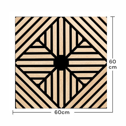 Set 5 Panouri riflaje acustice decorative, MDF si pasla, Naimeed D6768, 60x60x1.8cm, Stejar