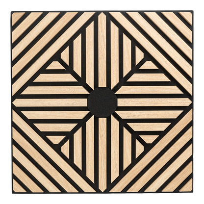 Set 5 Panouri riflaje acustice decorative, MDF si pasla, Naimeed D6768, 60x60x1.8cm, Stejar