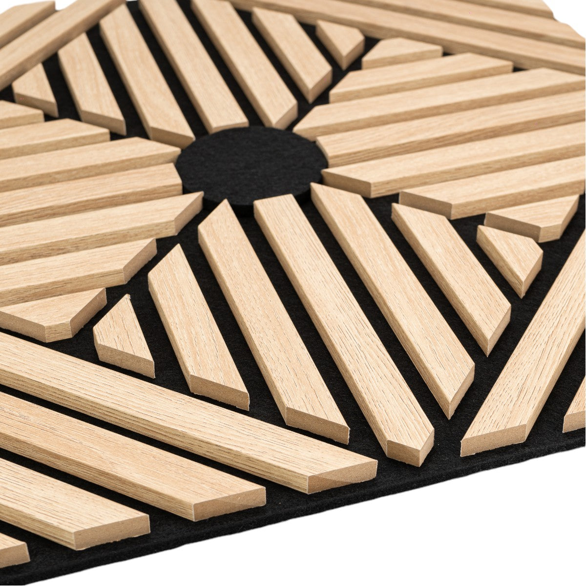 Set 5 Panouri riflaje acustice decorative, MDF si pasla, Naimeed D6768, 60x60x1.8cm, Stejar