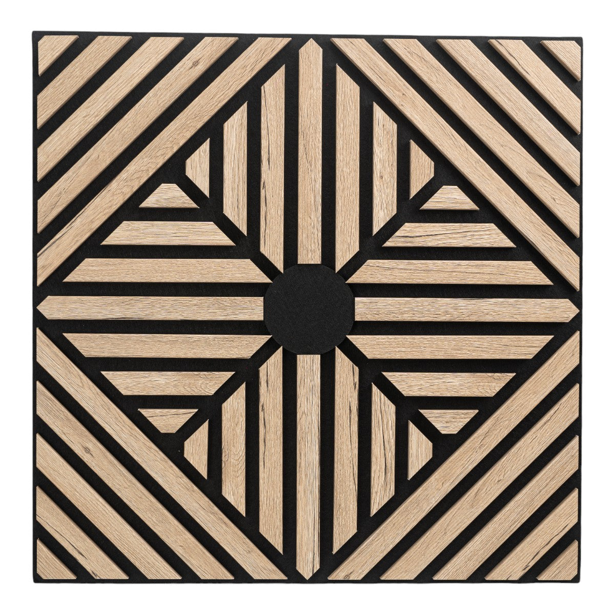 Set 5 Panouri riflaje acustice decorative, MDF si pasla, Naimeed D6769, 60x60x1.8cm, Stejar inchis