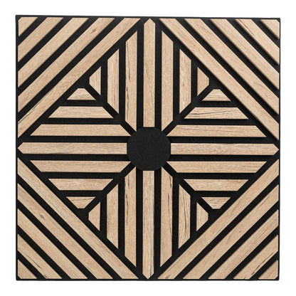 Set 5 Panouri riflaje acustice decorative, MDF si pasla, Naimeed D6769, 60x60x1.8cm, Stejar inchis