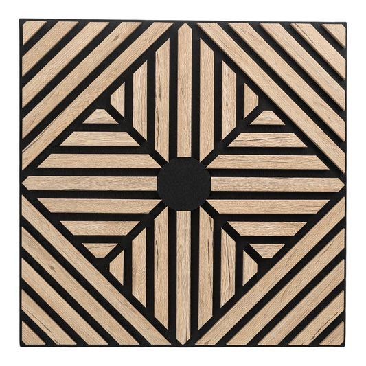 Set 5 Panouri riflaje acustice decorative, MDF si pasla, Naimeed D6769, 60x60x1.8cm, Stejar inchis