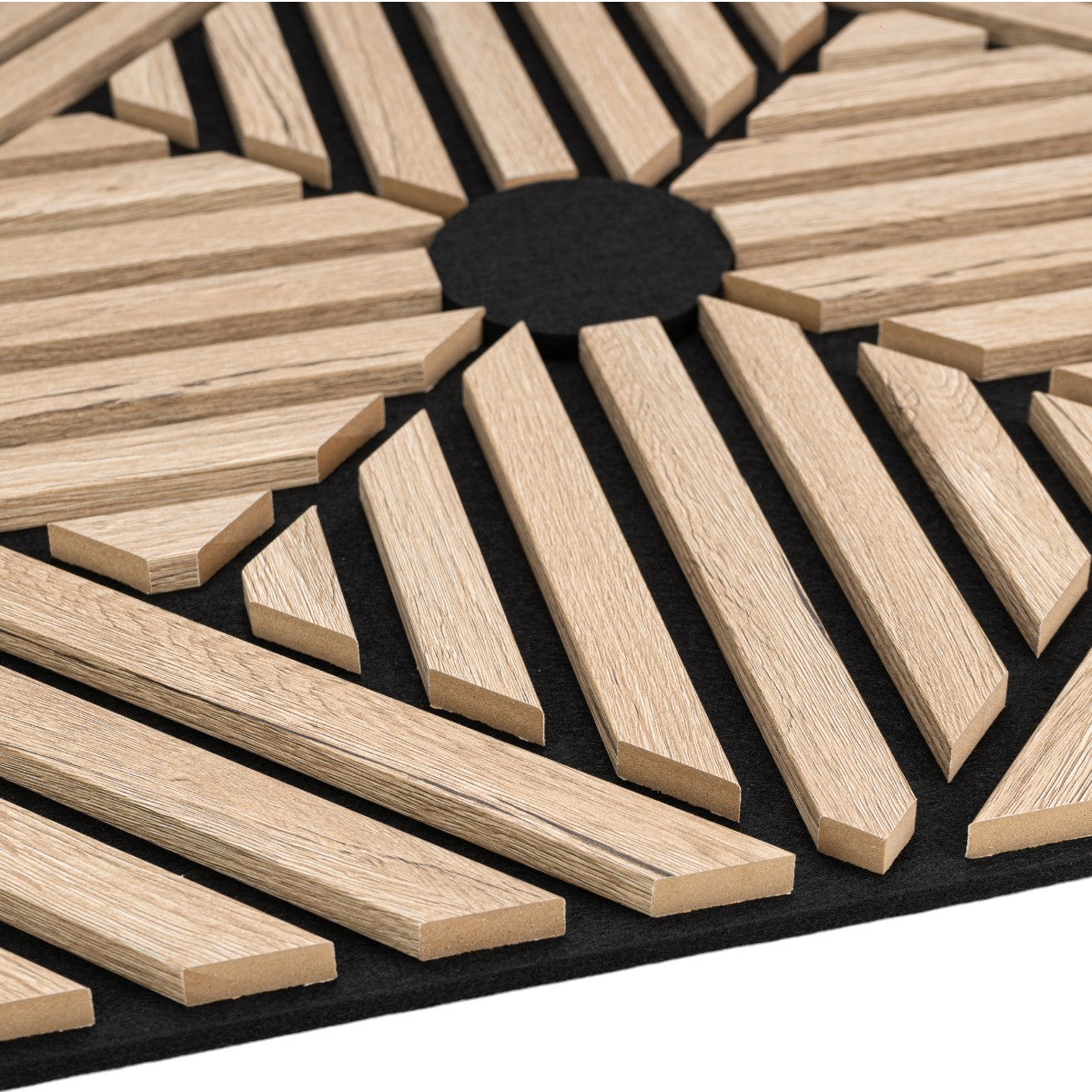 Set 5 Panouri riflaje acustice decorative, MDF si pasla, Naimeed D6769, 60x60x1.8cm, Stejar inchis