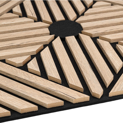 Set 5 Panouri riflaje acustice decorative, MDF si pasla, Naimeed D6769, 60x60x1.8cm, Stejar inchis