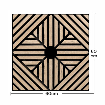 Set 5 Panouri riflaje acustice decorative, MDF si pasla, Naimeed D6769, 60x60x1.8cm, Stejar inchis