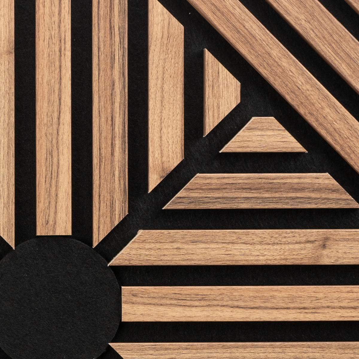 Set 5 Panouri riflaje acustice decorative, MDF si pasla, Naimeed D6770, 60x60x1.8cm, Stejar inchis