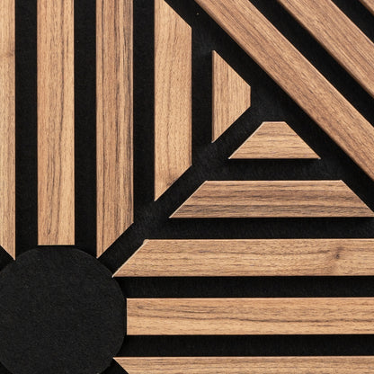 Set 5 Panouri riflaje acustice decorative, MDF si pasla, Naimeed D6770, 60x60x1.8cm, Stejar inchis