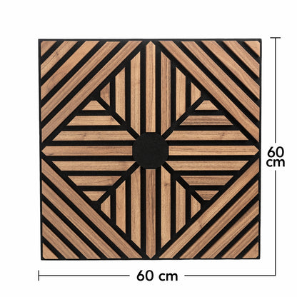 Set 5 Panouri riflaje acustice decorative, MDF si pasla, Naimeed D6770, 60x60x1.8cm, Stejar inchis