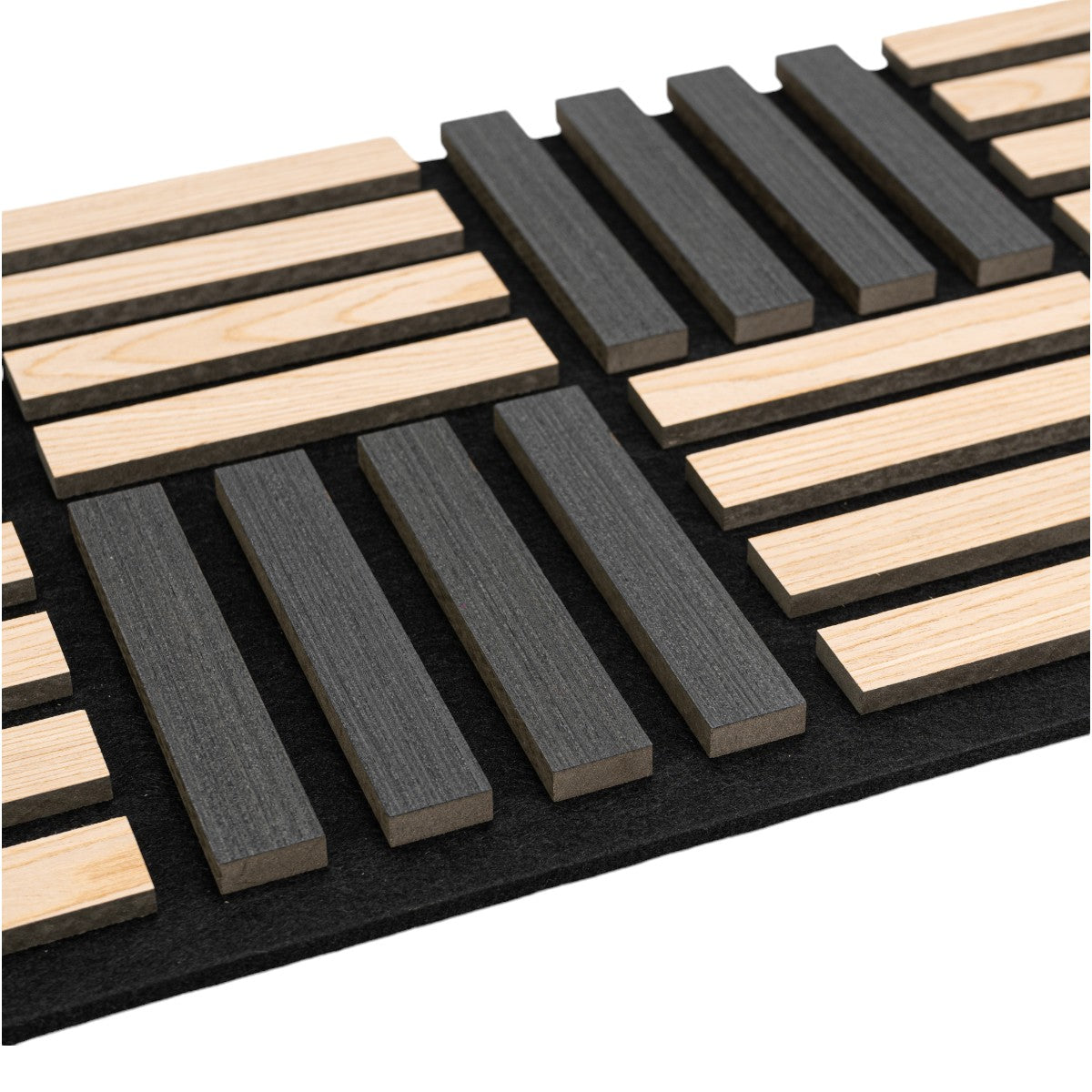 Set 5 Panouri riflaje acustice decorative, MDF si pasla, Naimeed D6771, 60x40x2.1cm, Stejar/Negru