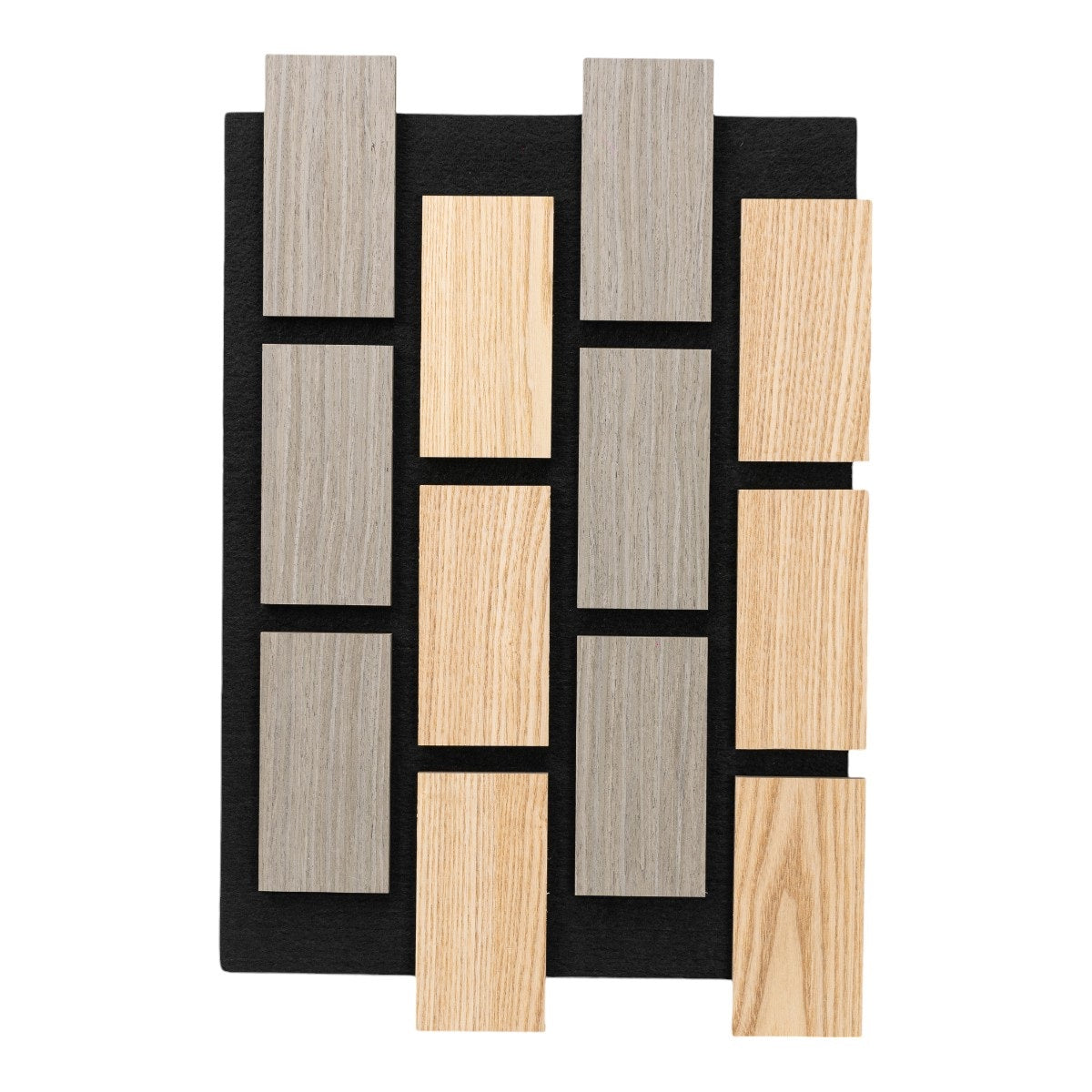 Set 5 Panouri riflaje acustice decorative, MDF si pasla, Naimeed D6774, 60x40x2.1cm, Stejar/Gri