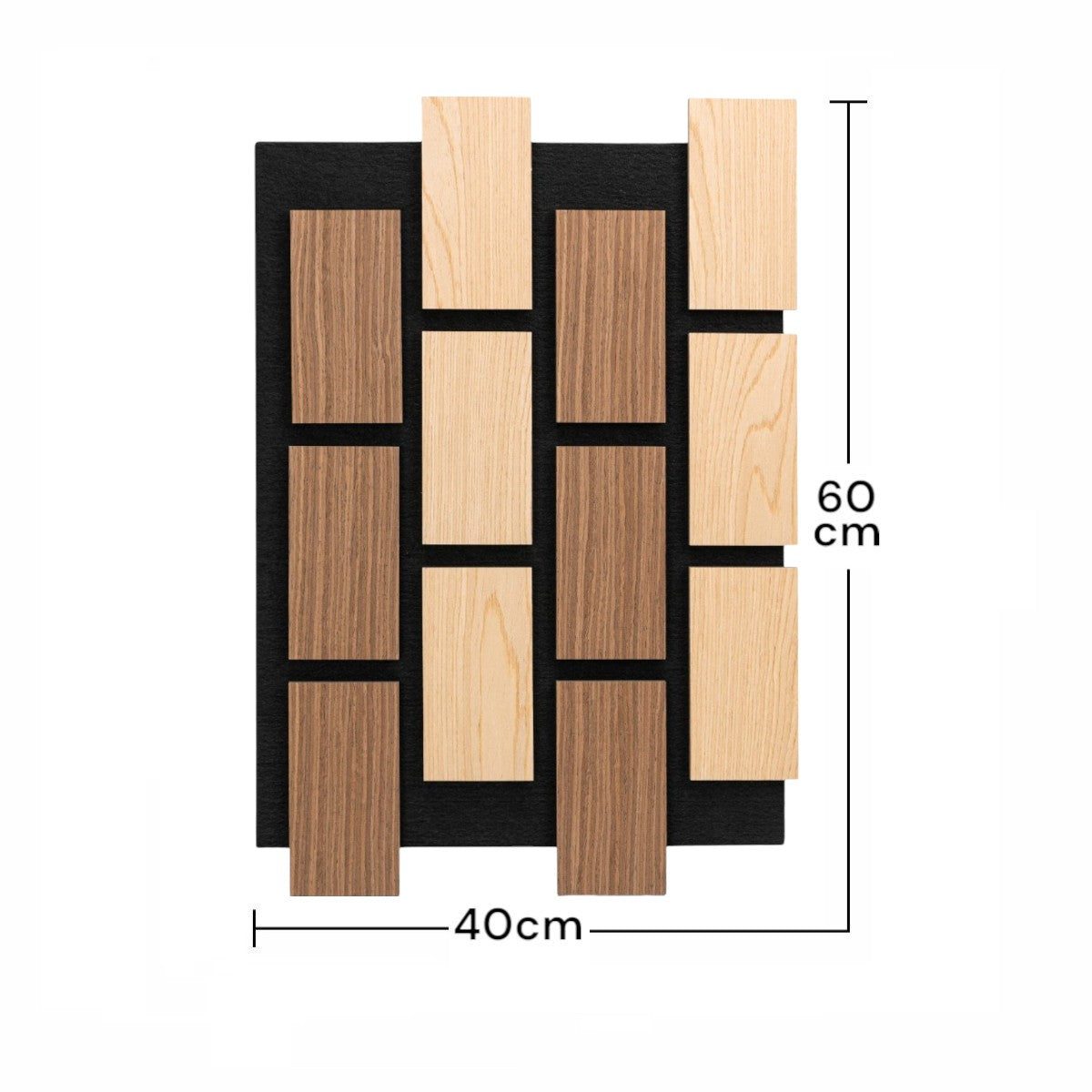 Set 5 Panouri riflaje acustice decorative, MDF si pasla, Naimeed D6775, 60x40x2.1cm, Stejar/Stejar inchis
