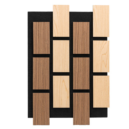 Set 5 Panouri riflaje acustice decorative, MDF si pasla, Naimeed D6775, 60x40x2.1cm, Stejar/Stejar inchis