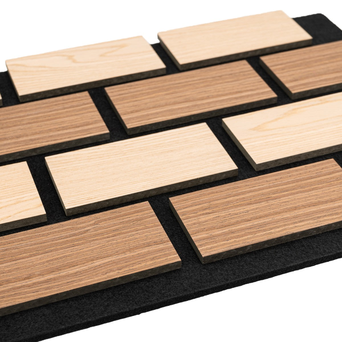 Set 5 Panouri riflaje acustice decorative, MDF si pasla, Naimeed D6775, 60x40x2.1cm, Stejar/Stejar inchis