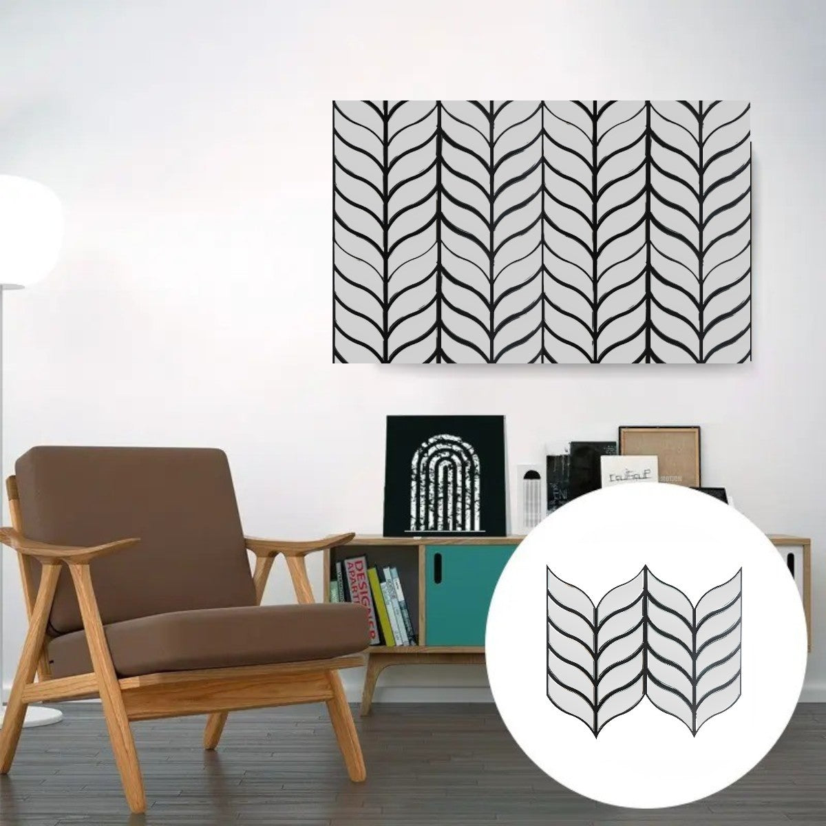 Panou riflaj acustic decorativ, Oglinda si pasla, Naimeed D6777, 90x80x1.2cm, Gri