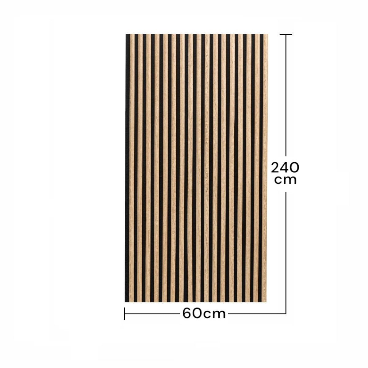 Set 4 Panouri riflaje acustice decorative, MDF si pasla, Naimeed D6782, 240x60x2.1cm, Stejar