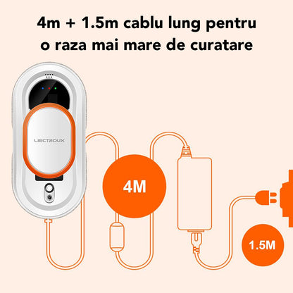 Robot Curatare Geamuri Liectroux HCR-09(D6808), 2800Pa, protectie anti cadere, baterie 500mAh, autonomie 60 de minute pe acumulator in caz de pana de curent, capacitate 30ml, 295x145x120mm, Alb