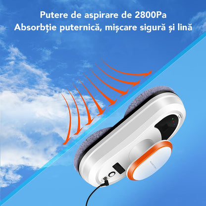 Robot Curatare Geamuri Liectroux HCR-09(D6808), 2800Pa, protectie anti cadere, baterie 500mAh, autonomie 60 de minute pe acumulator in caz de pana de curent, capacitate 30ml, 295x145x120mm, Alb