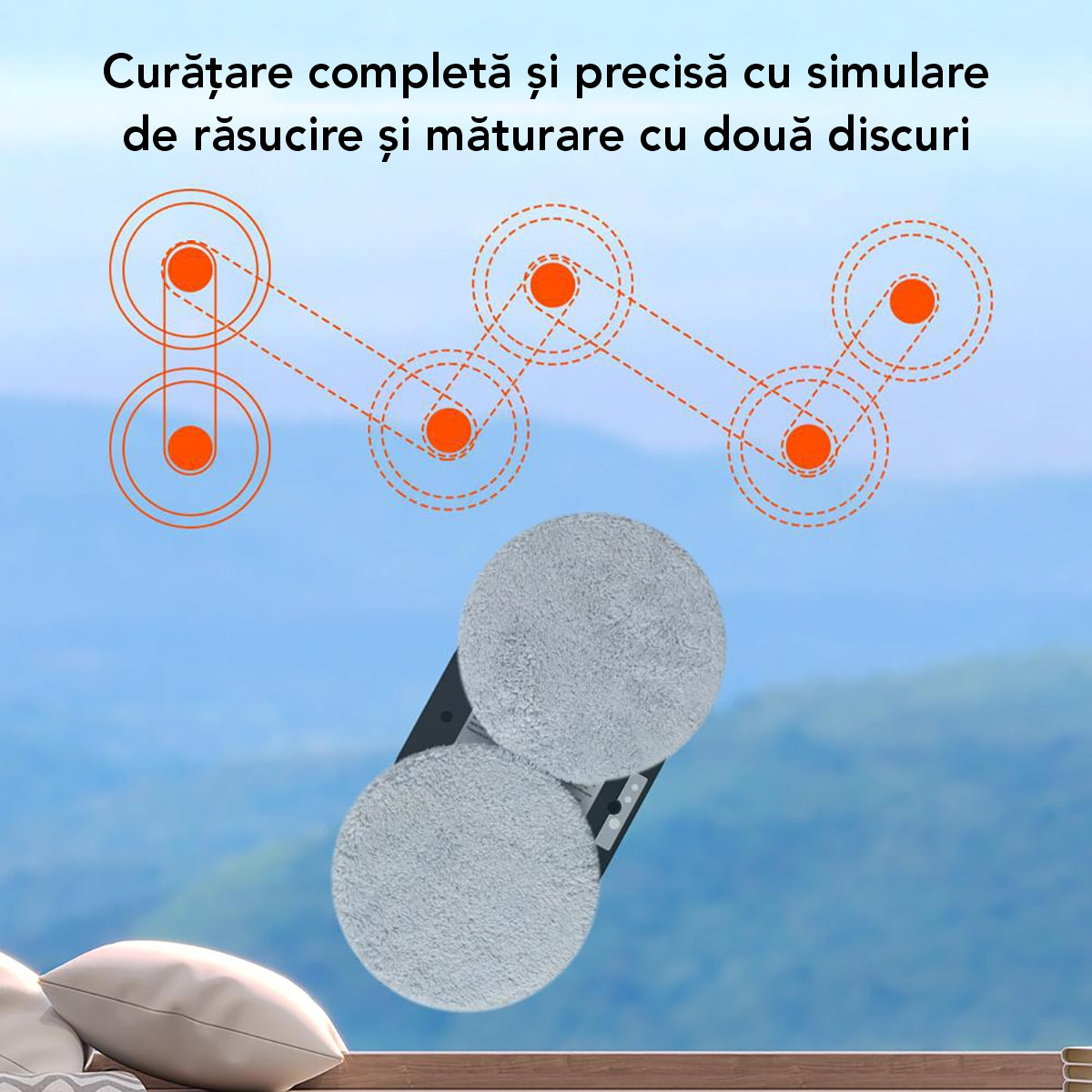 Robot Curatare Geamuri Liectroux HCR-09(D6808), 2800Pa, protectie anti cadere, baterie 500mAh, autonomie 60 de minute pe acumulator in caz de pana de curent, capacitate 30ml, 295x145x120mm, Alb