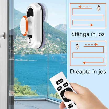 Robot Curatare Geamuri Liectroux HCR-09(D6808), 2800Pa, protectie anti cadere, baterie 500mAh, autonomie 60 de minute pe acumulator in caz de pana de curent, capacitate 30ml, 295x145x120mm, Alb