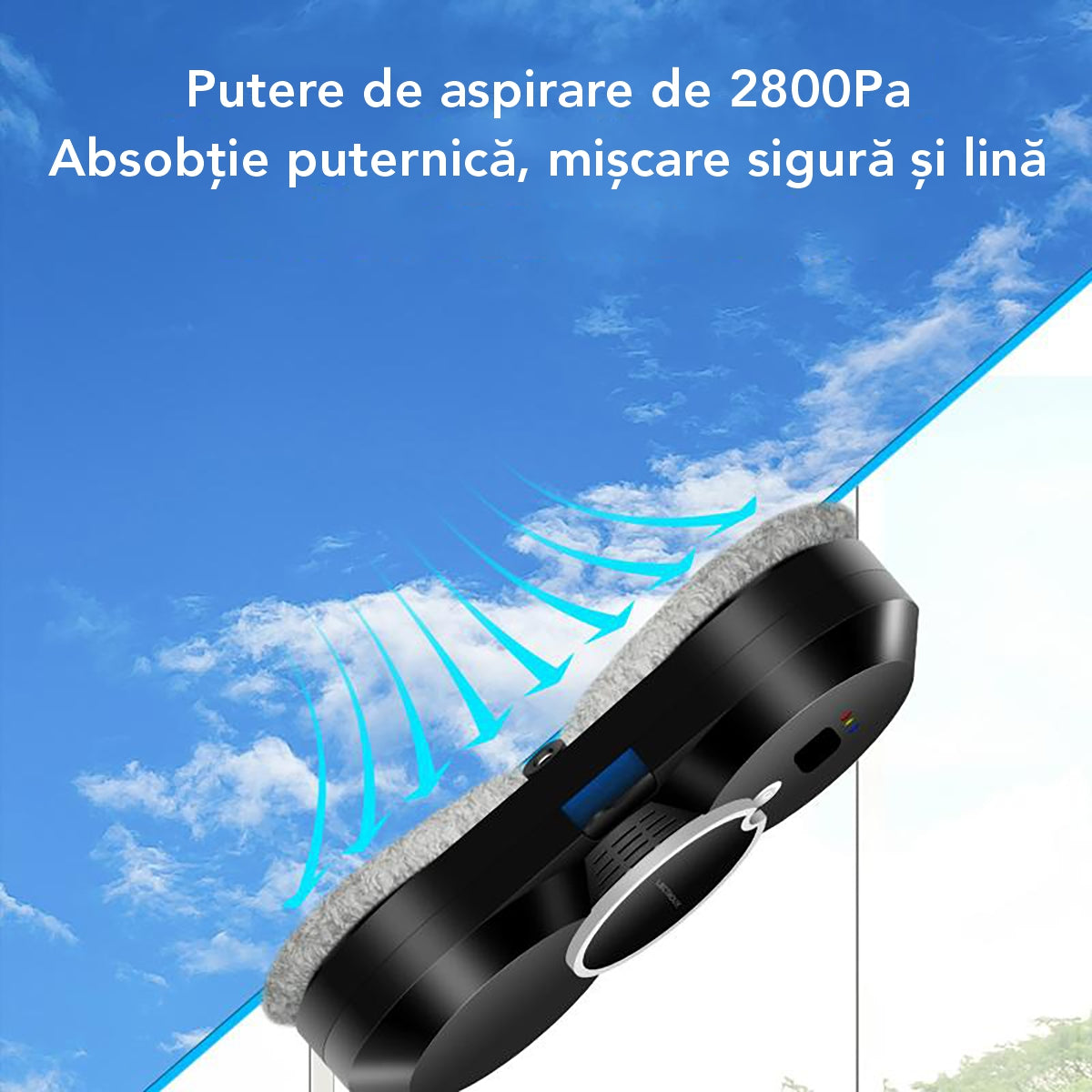 Robot Curatare Geamuri Liectroux HCR-10(D6809), 2800Pa, protectie anti cadere, baterie 500mAh, autonomie 60 de minute pe acumulator in caz de pana de curent, capacitate 30ml, 295x145x120mm, Negru