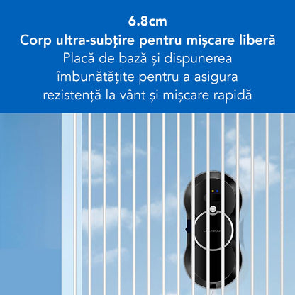 Robot Curatare Geamuri Liectroux HCR-10(D6809), 2800Pa, protectie anti cadere, baterie 500mAh, autonomie 60 de minute pe acumulator in caz de pana de curent, capacitate 30ml, 295x145x120mm, Negru
