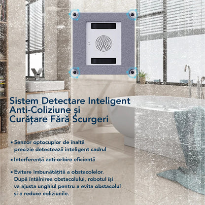 Robot Curatare Geamuri Liectroux YW509(D6810), 3000Pa, baterie 500mAh, protectie anti cadere, autonomie 30 de minute pe acumulator in caz de pana de curent, capacitate 90ml, 215x215x104mm, Alb