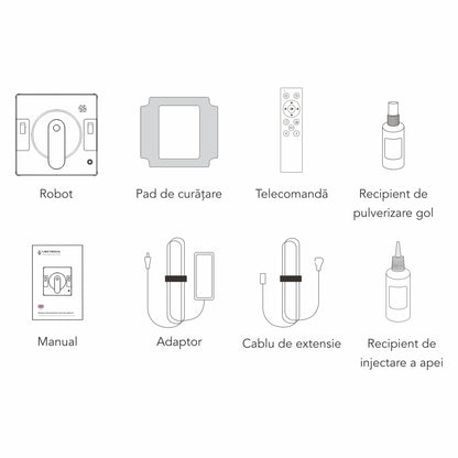 Robot Curatare Geamuri Liectroux YW509(D6810), 3000Pa, baterie 500mAh, protectie anti cadere, autonomie 30 de minute pe acumulator in caz de pana de curent, capacitate 90ml, 215x215x104mm, Alb