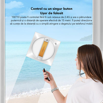 Robot Curatare Geamuri Liectroux YW710 (D6811), 2500Pa, baterie 650mAh, protectie anti-cadere, autonomie de 30 min pe acumulator in caz de pana de curent, capacitate 90ml, 215x215x63mm, Alb