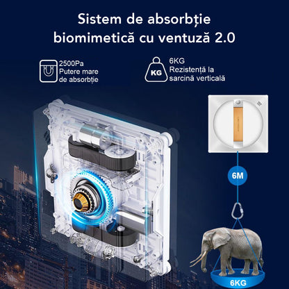 Robot Curatare Geamuri Liectroux YW710 (D6811), 2500Pa, baterie 650mAh, protectie anti-cadere, autonomie de 30 min pe acumulator in caz de pana de curent, capacitate 90ml, 215x215x63mm, Alb