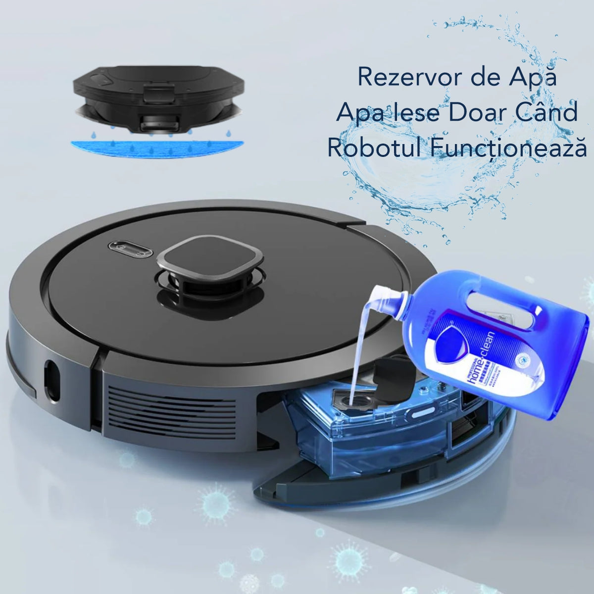 Aspirator Robot cu spalare, Inteligent Liectroux G7(D6816), navigare cu laser LDS(Lidar+SLAM), ghid vocal, autonomie 180 de minute, rezervor de apă de 300ml, coș de praf de 300ml, 98x350x350mm, Negru