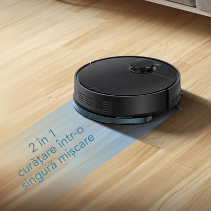 Aspirator Robot cu spalare, Inteligent Liectroux G7(D6816), navigare cu laser LDS(Lidar+SLAM), ghid vocal, autonomie 180 de minute, rezervor de apă de 300ml, coș de praf de 300ml, 98x350x350mm, Negru
