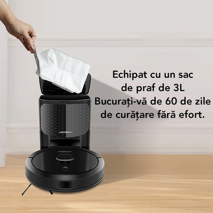 Aspirator Robot cu spalare, Inteligent Liectroux G7(D6816), navigare cu laser LDS(Lidar+SLAM), ghid vocal, autonomie 180 de minute, rezervor de apă de 300ml, coș de praf de 300ml, 98x350x350mm, Negru