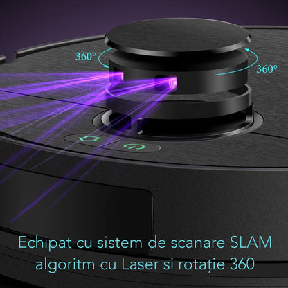 Aspirator Robot cu spalare, Inteligent Liectroux G7(D6816), navigare cu laser LDS(Lidar+SLAM), ghid vocal, autonomie 180 de minute, rezervor de apă de 300ml, coș de praf de 300ml, 98x350x350mm, Negru