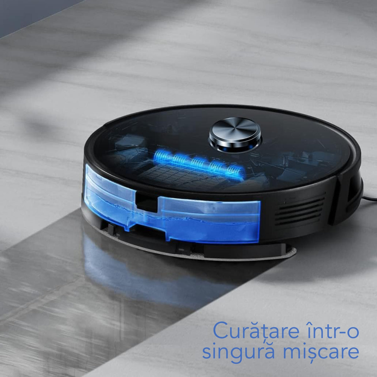 Aspirator Robot cu spalare, Inteligent Liectroux XR500(D6818), cu navigatie gyro, ghid vocal, autonomie 130 de minute, rezervor de apă de 350ml, coș de praf de 600ml, 96x330x330mm,  Negru