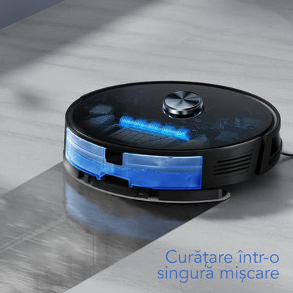 Aspirator Robot cu spalare, Inteligent Liectroux XR500(D6818), cu navigatie gyro, ghid vocal, autonomie 130 de minute, rezervor de apă de 350ml, coș de praf de 600ml, 96x330x330mm,  Negru