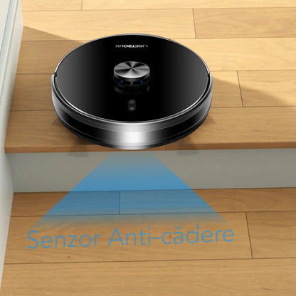 Aspirator Robot cu spalare, Inteligent Liectroux XR500(D6818), cu navigatie gyro, ghid vocal, autonomie 130 de minute, rezervor de apă de 350ml, coș de praf de 600ml, 96x330x330mm,  Negru