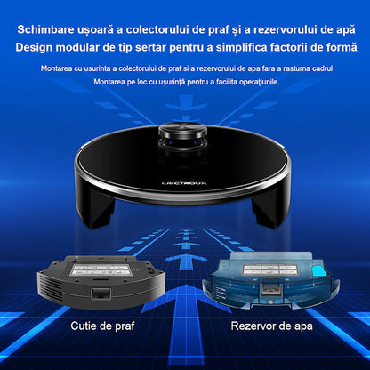 Aspirator Robot cu spalare, Inteligent Liectroux XR500(D6818), cu navigatie gyro, ghid vocal, autonomie 130 de minute, rezervor de apă de 350ml, coș de praf de 600ml, 96x330x330mm,  Negru