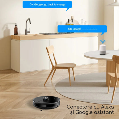 Aspirator Robot cu spalare, Inteligent Liectroux XR500(D6818), cu navigatie gyro, ghid vocal, autonomie 130 de minute, rezervor de apă de 350ml, coș de praf de 600ml, 96x330x330mm,  Negru