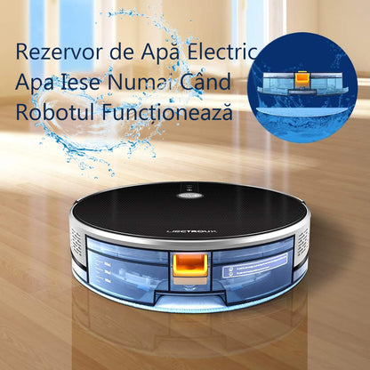 Aspirator Robot cu spalare, Inteligent Liectroux C30B(D6819), cu navigatie gyro, ghid vocal, autonomie 100 de minute, rezervor de apă de 350ml, coș de praf de 600ml, 74x330x330mm,  Negru/Gri
