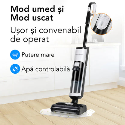 Aspirator Vertical cu mop, Inteligent Liectroux i7PRO(D6820), ghid vocal, autonomie 35 de minute, rezervor de apa murdara 800ml, rezervor apa curata 600ml, 1150x280x210mm,  Negru