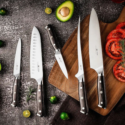 Cutit de bucatar, din otel Damascus, Naimeed D6824, damasc 67 straturi, 34 cm, Negru